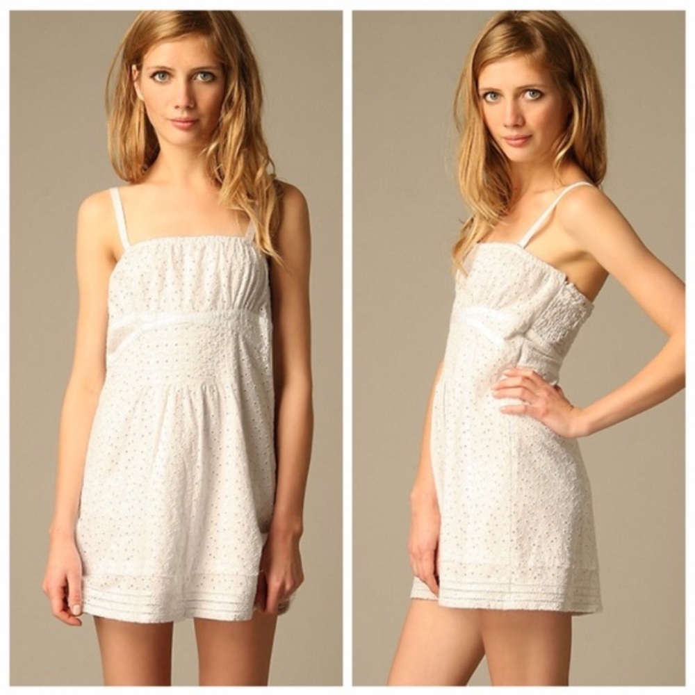 Free people dreamers tube white mini dress eyelet details strapless